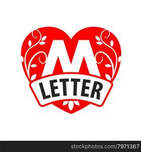 vector logo in the shape of a heart with the letter M