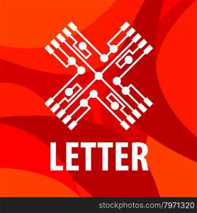 vector logo letter X in the form chip on a red background