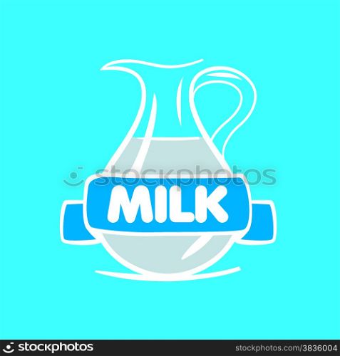 vector logo milk in a glass jar