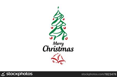 Vector logo of a painted Christmas tree on a white background.. Vector logo of a painted Christmas tree on a white background