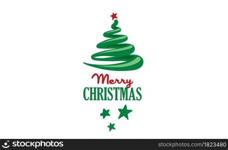 Vector logo of a painted Christmas tree on a white background.. Vector logo of a painted Christmas tree on a white background