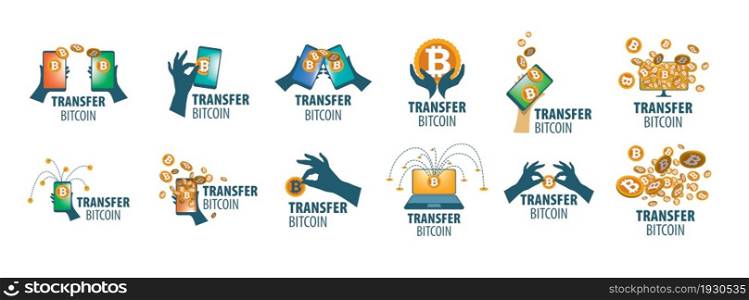 Vector logo of cryptocurrency. Bitcoin money transfer.. Vector logo of cryptocurrency. Bitcoin money transfer