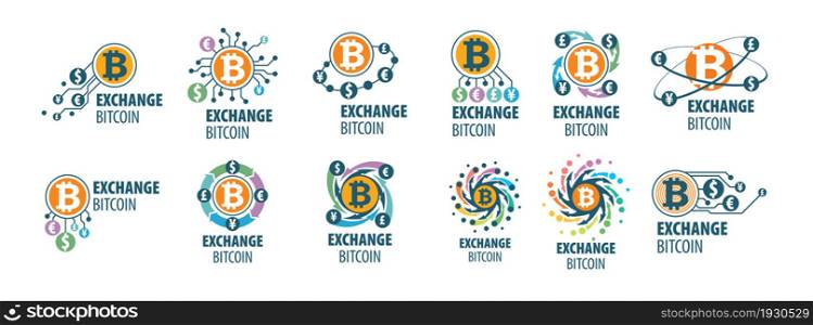 Vector logo of cryptocurrency. Exchange bitcoin for money.. Vector logo of cryptocurrency. Exchange bitcoin for money