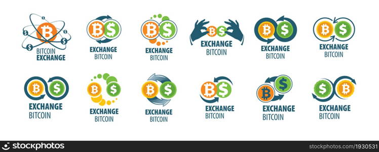 Vector logo of cryptocurrency. Exchange bitcoin for money.. Vector logo of cryptocurrency. Exchange bitcoin for money