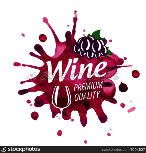 Vector logo of red wine splashed on white background.. Vector logo of red wine splashed on white background