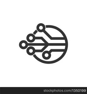 Vector logo of the electronic component. Abstract digital technology. Isolated on a white background. Flat design.