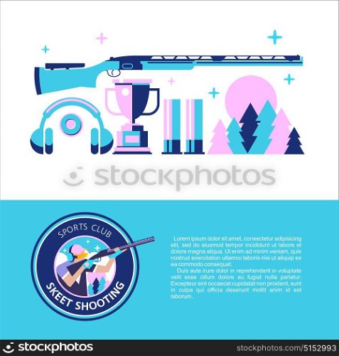 Vector logo of the sport club. Shooting Skeet. Set of design elements. With place for text.