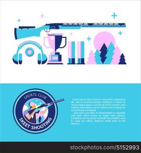 Vector logo of the sport club. Shooting Skeet. Set of design elements. With place for text.