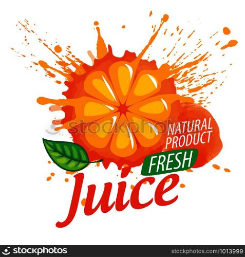 Vector logo orange juice splatter on white background.. Vector logo orange juice splatter on white background