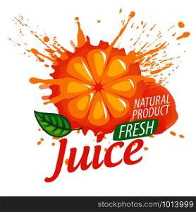 Vector logo orange juice splatter on white background.. Vector logo orange juice splatter on white background