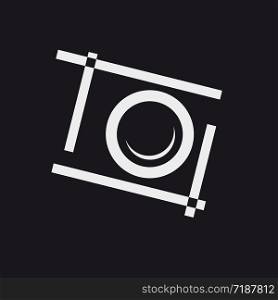 Vector logo photographer, abstract photographic camera on black background