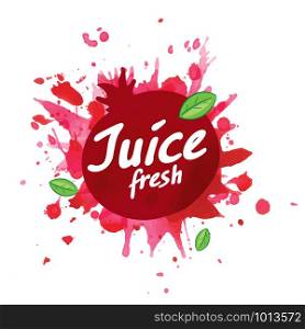 Vector logo pomegranate juice splash on white background.. Vector logo pomegranate juice splash on white background