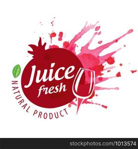 Vector logo pomegranate juice splash on white background.. Vector logo pomegranate juice splash on white background
