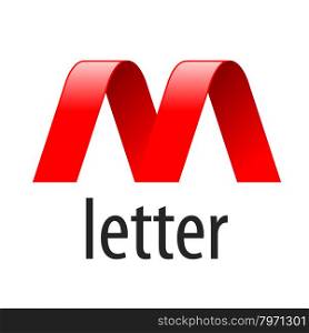 vector logo red ribbon in the shape of the letter M