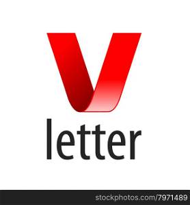 vector logo red ribbon in the shape of the letter V