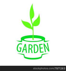 vector logo sapling in a pot for the garden