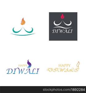 Vector logo set illustration on the theme of the traditional celebration of happy diwali