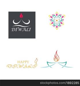 Vector logo set illustration on the theme of the traditional celebration of happy diwali