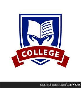 vector logo shield and book for college
