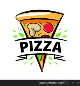 vector logo slice of pizza and ribbon