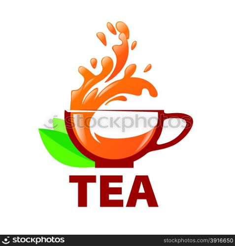 vector logo splashes in a cup of tea
