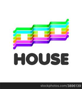 vector logo striped colorful houses