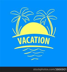vector logo sun, palm trees, sea