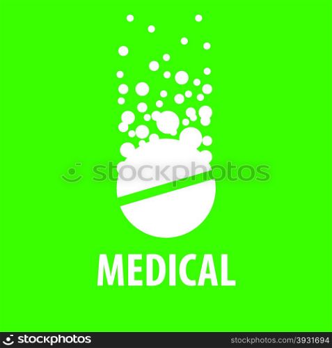 vector logo tablet with bubbles for pharmacy