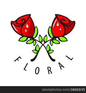 vector logo two red roses