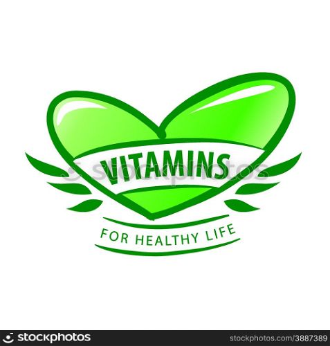 vector logo vitamins as a green heart