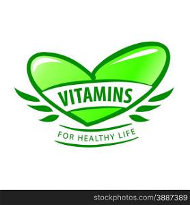 vector logo vitamins as a green heart