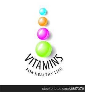 vector logo vitamins in the form of colored balls