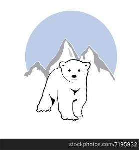Vector logo white bear in mountain