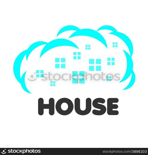 vector logo windows of houses in the clouds