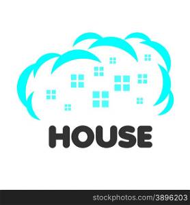 vector logo windows of houses in the clouds