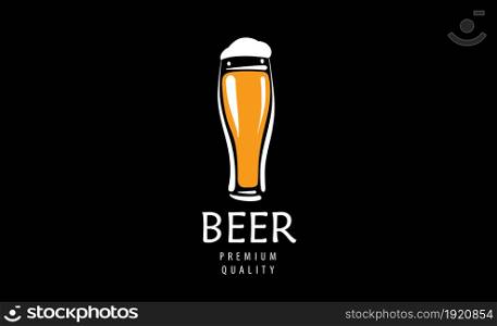 Vector logo with a drawn beer mug on a black background.. Vector logo with a drawn beer mug on a black background