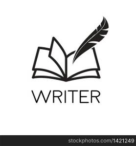 Vector logo writer. Inkwell on book