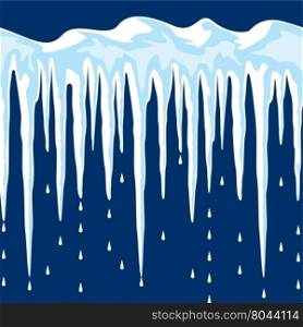 vector long icicles and snow background