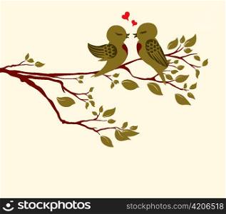 vector love birds on branch