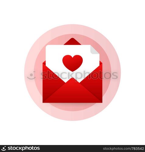 Vector love icon red envelope. Romantic envelope. Envelope message letter. Vector illustration. Vector love icon red envelope. Romantic envelope. Envelope message letter. Vector stock illustration
