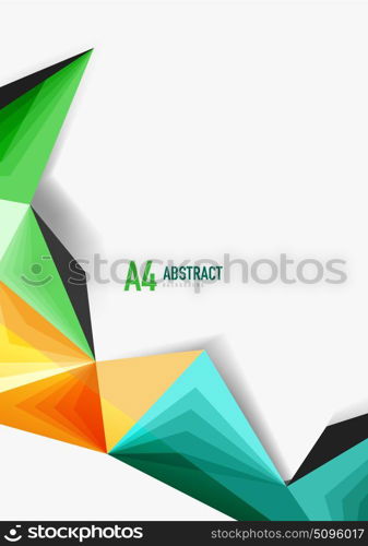 Vector low poly style 3d triangle line. Vector low poly style 3d triangle line, a4 business or technology abstract template