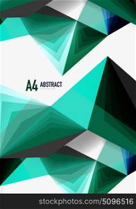 Vector low poly style 3d triangle line. Vector low poly style 3d triangle line, a4 business or technology abstract template