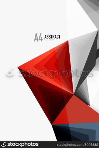 Vector low poly style 3d triangle line. Vector low poly style 3d triangle line, a4 business or technology abstract template