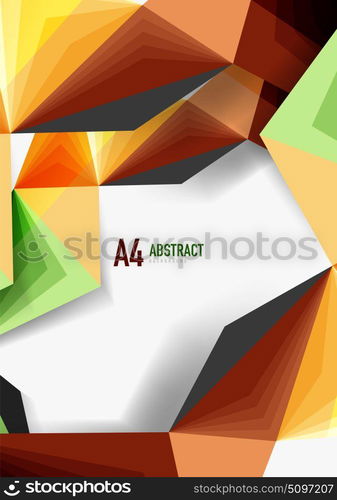 Vector low poly style 3d triangle line. Vector low poly style 3d triangle line, a4 business or technology abstract template