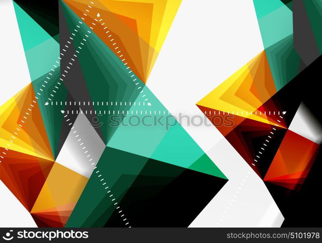 Vector low poly style 3d triangle line. Vector low poly style 3d triangle line, a4 business or technology abstract template