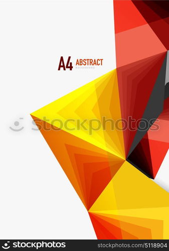 Vector low poly style 3d triangle line. Vector low poly style 3d triangle line, a4 business or technology abstract template