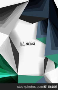 Vector low poly style 3d triangle line. Vector low poly style 3d triangle line, a4 business or technology abstract template