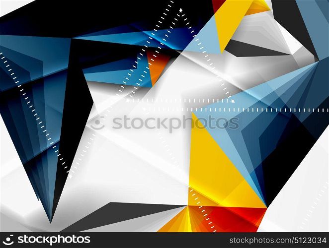 Vector low poly style 3d triangle line. Vector low poly style 3d triangle line, a4 business or technology abstract template