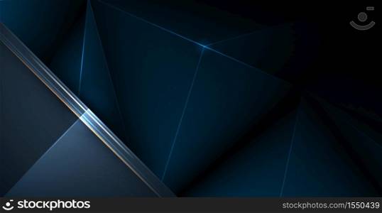 Vector low polygon silver, black premium background. Abstract luxury polygonal and silver, gold dark blue triangle line design for the cover, wallpaper. Illustration low poly pattern, gradient color