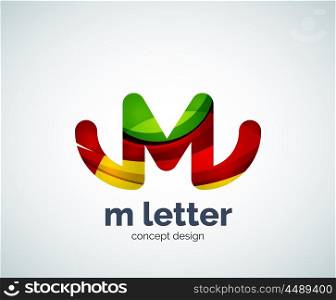 Vector m letter logo, abstract geometric logotype template, created with overlapping elements